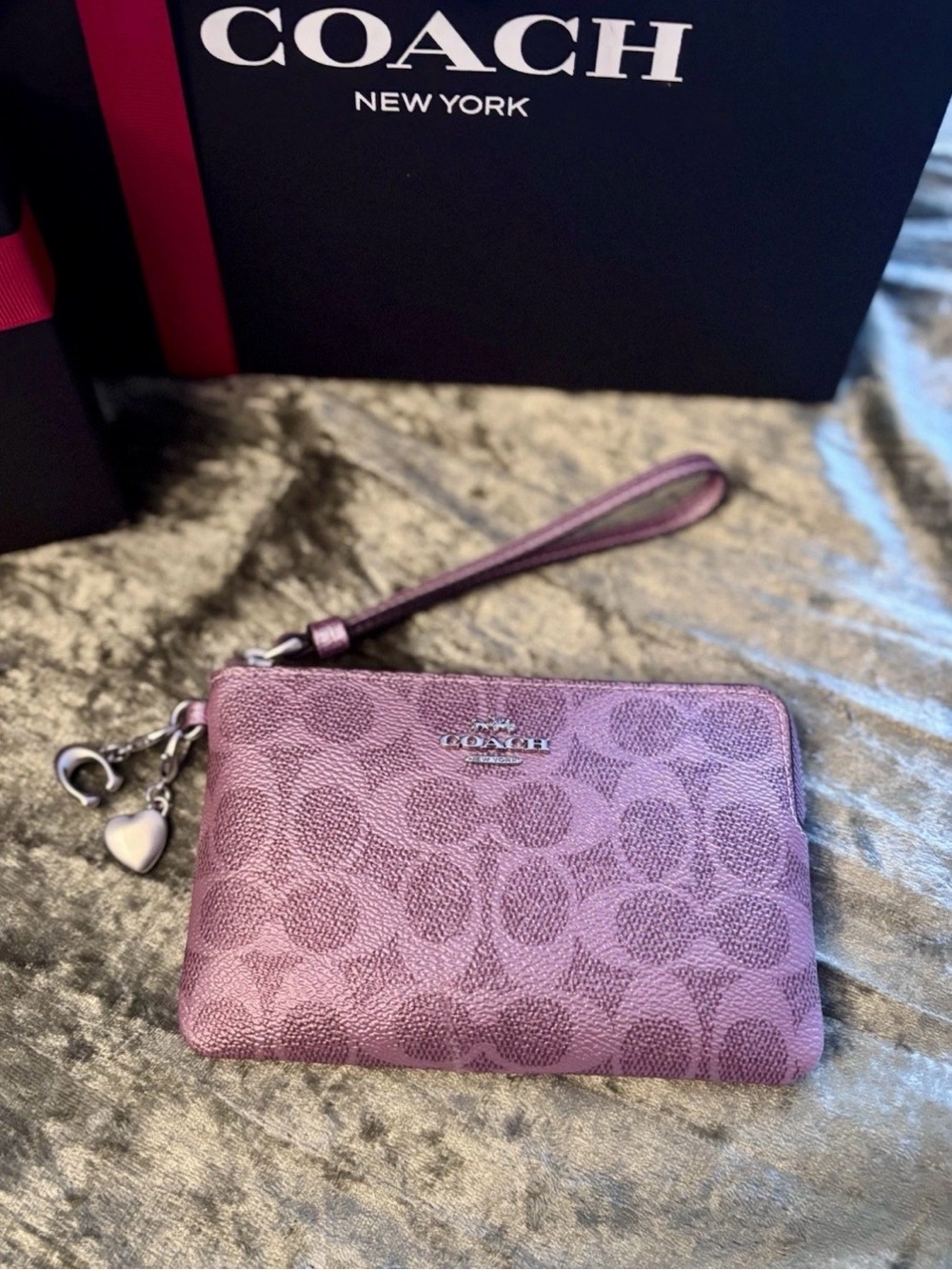 COACH Signature Wristlet Clutch in Dusty Lilac